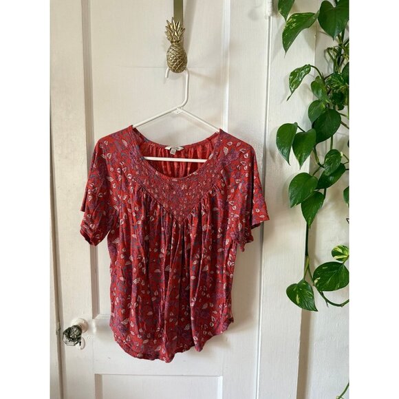 Lucky Brand women’s size large flowers blouse - Picture 1 of 7